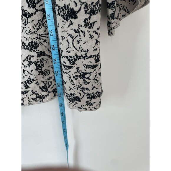 habitat clothing for women large Tunic Geometric Black Beige Button Lagenlook - Picture 9 of 10